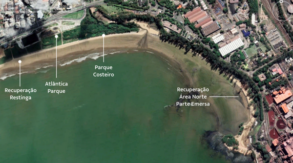Área que conta com intervenções da Vale no extremo norte da Praia de Camburi