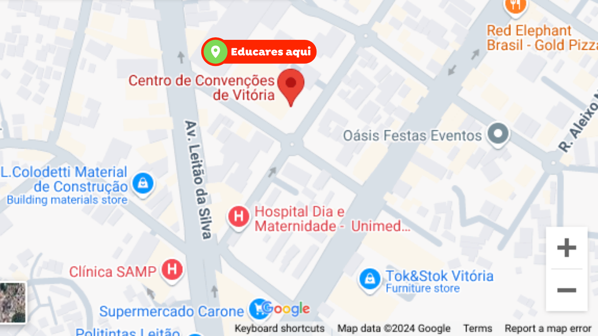 Confira no mapa a localização do evento que este ano será realizado no Centro de Convenções de Vitória, em Santa Lúcia.