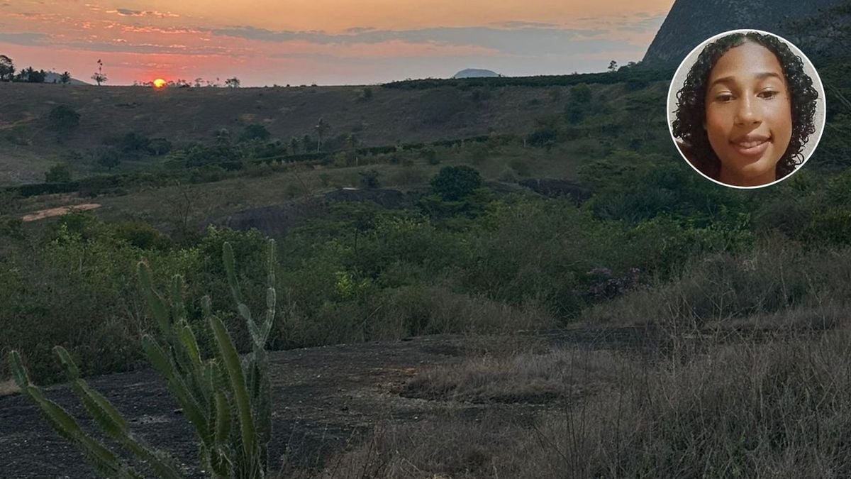 Foto do local onde ossada foi encontrada e no destaque a menina Samanta.