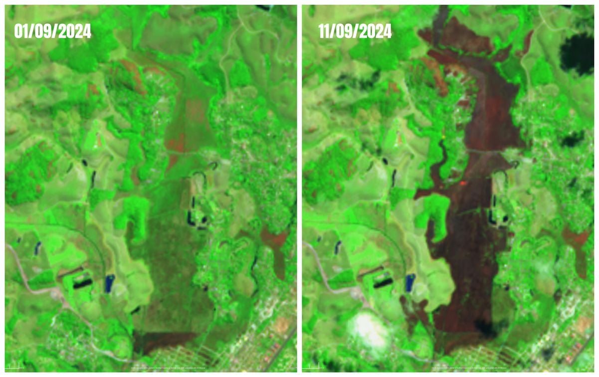 Destruição: Imagens de satélite mostram consequência de incêndio em Guarapari