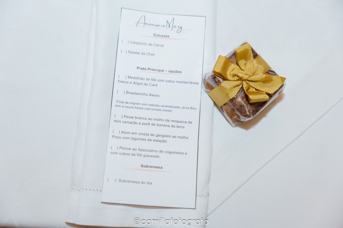 Menu do aniversário de Mary Helal