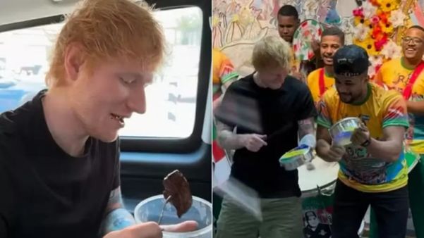 Ed Sheeran come picanha e visita Grande Rio antes de se apresentar no Rock in Rio 2024