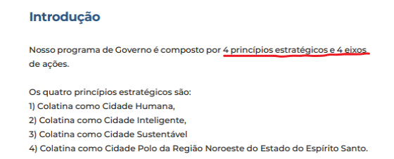  Trecho da introdução do plano de governo de Renzo Vasconcelos para Colatina