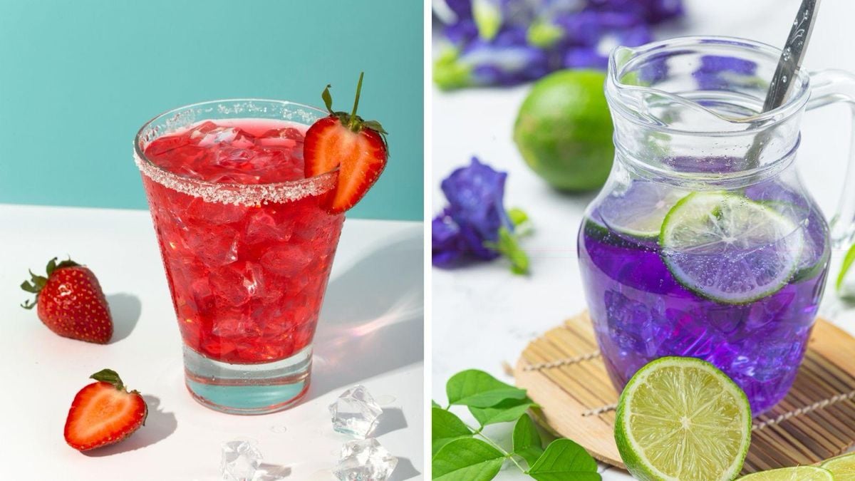 Mocktails de morango e de limão com lavanda