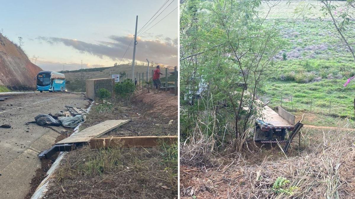 Carreta tomba em acidente na ES 080 em São Domingos do Norte