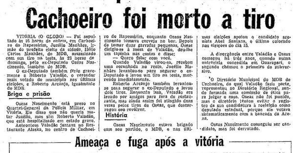 Violência política no Espírito Santo foi destaque, em 1976, em um dos maiores jornais do país