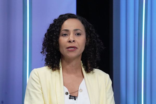 Camila Valadão, candidata à Prefeitura de Vitória nas Eleições 2024 durante debate na TV Gazeta por Vitor Jubini