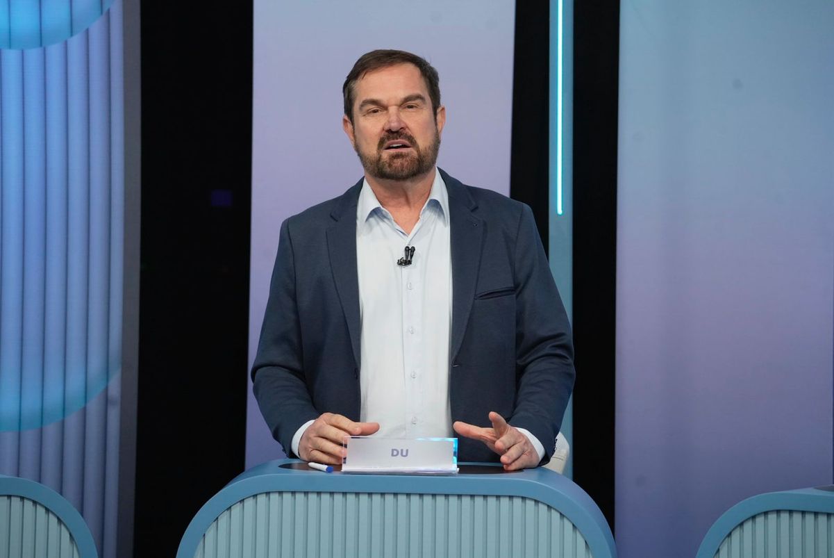 Du, candidato à Prefeitura de Vitória nas Eleições 2024 durante debate na TV Gazeta por Vitor Jubini
