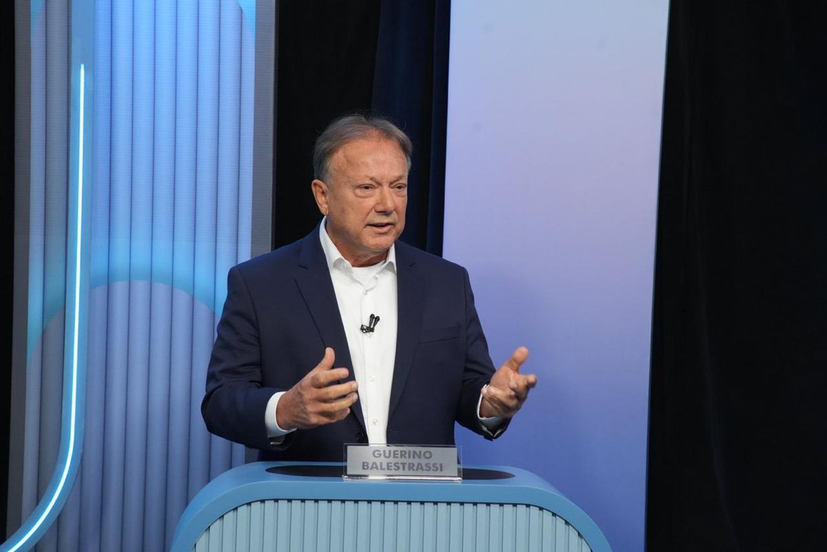 Guerino Balestrassi, candidato à Prefeitura de Colatina nas Eleições 2024 durante debate na TV Gazeta por Carlos Alberto Silva