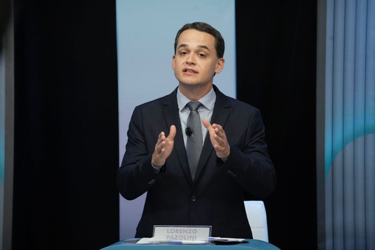 Lorenzo Pazolini, candidato à Prefeitura de Vitória nas Eleições 2024 durante debate na TV Gazeta por Vitor Jubini