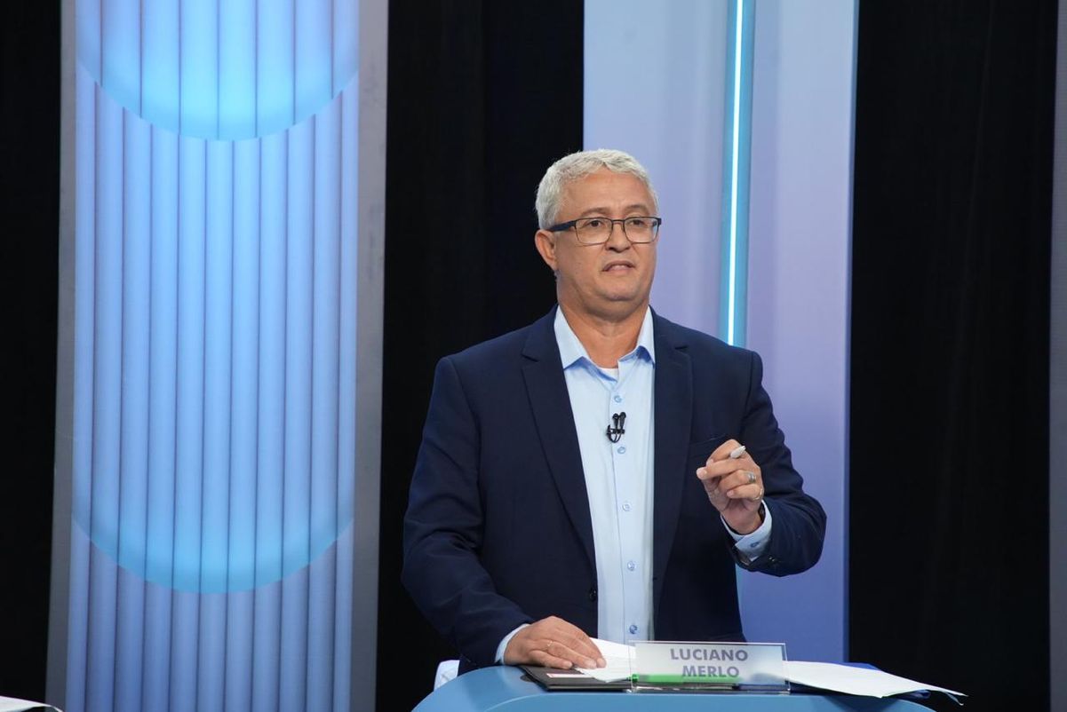 Luciano Merlo, candidato à Prefeitura de Colatina nas Eleições 2024 durante debate na TV Gazeta por Carlos Alberto Silva