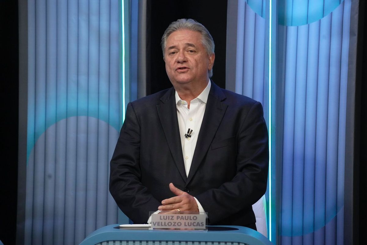 Luiz Paulo Vellozo Lucas, candidato à Prefeitura de Vitória nas Eleições 2024 durante debate na TV Gazeta por Vitor Jubini