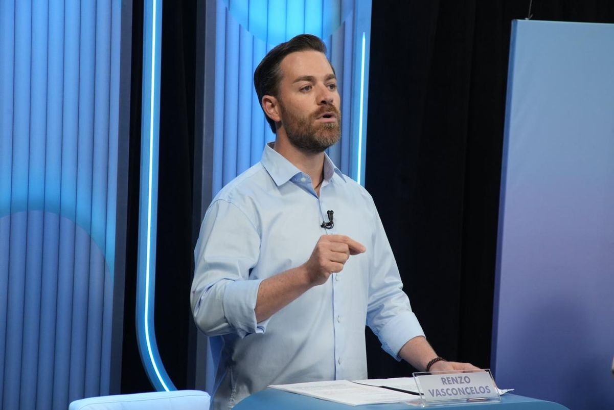 Renzo Vasconcelos, candidato à Prefeitura de Colatina nas Eleições 2024 durante debate na TV Gazeta por Carlos Alberto Silva