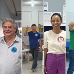 Candidatos a prefeito de Vitória registram votos na manhã deste domingo (6)