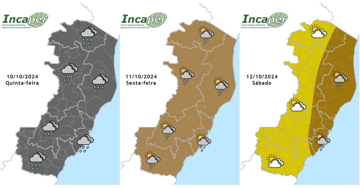 ES deve ter tempo chuvoso nos próximos dias