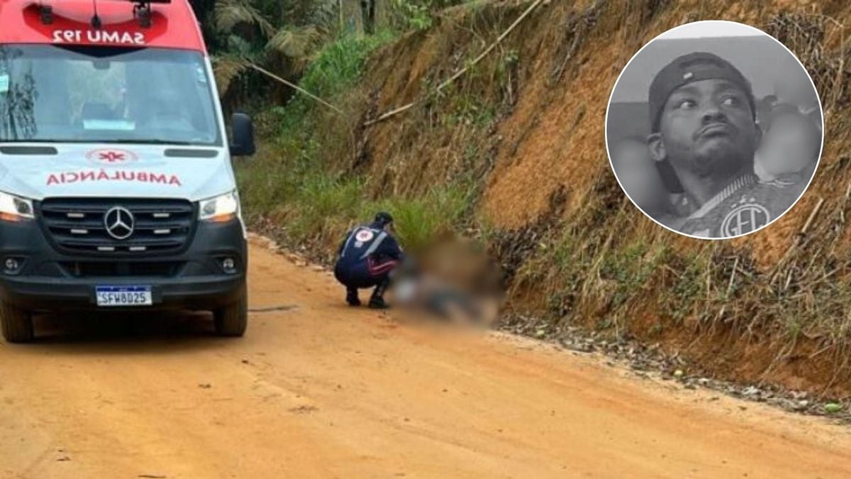 Marcelo George Ferreira de Souza (no destaque); cena do crime na imagem maior