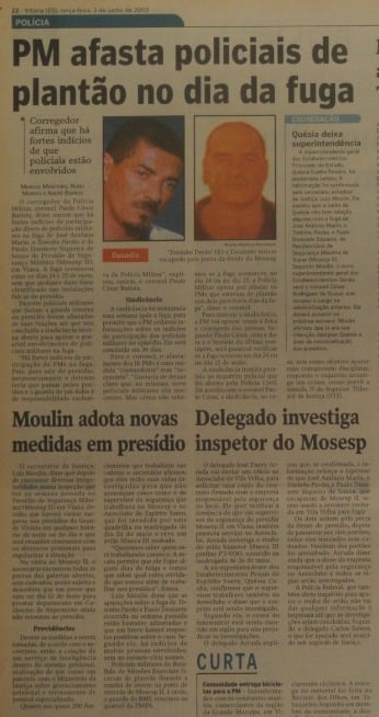 A Gazeta cobriu os desdobramentos da fuga de Toninho Pavão por Cedoc | A Gazeta