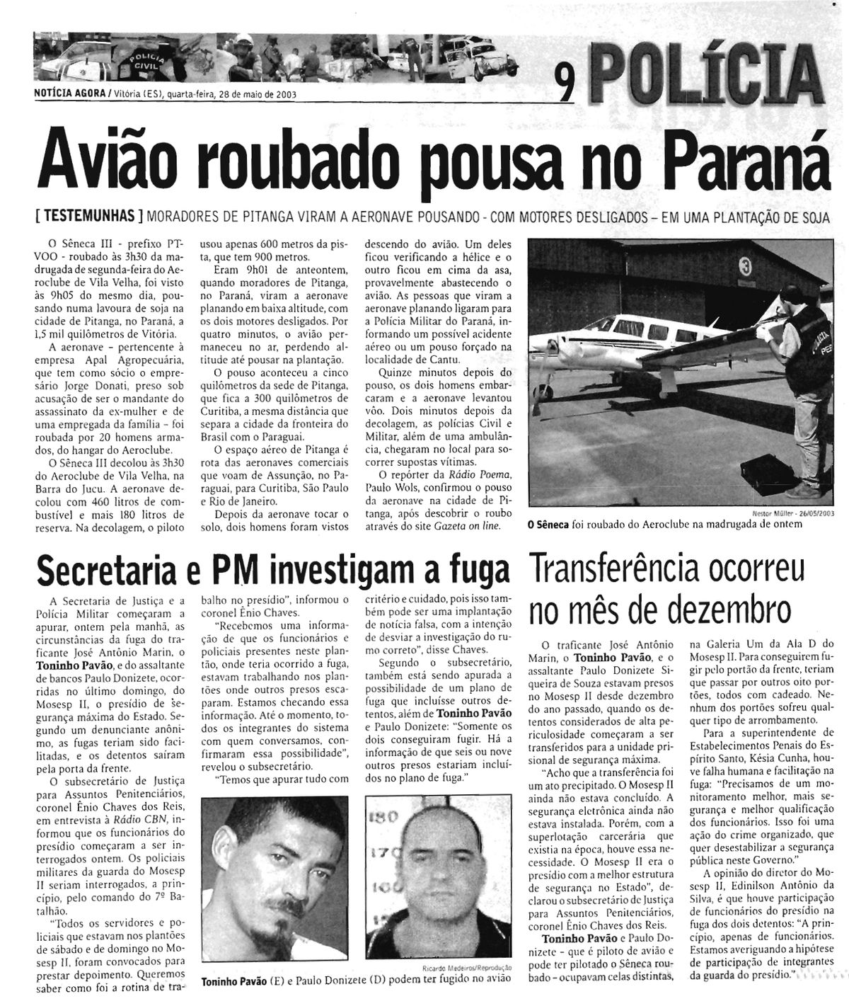 Avião roubado pousa no Paraná