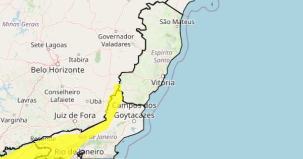 Volume das precipitações deve variar entre 20 e 30 mm/h ou chegar a 50 mm/dia, e ventos podem alcançar 60 km/h; alerta é válido até as 23h59 de sábado (19)