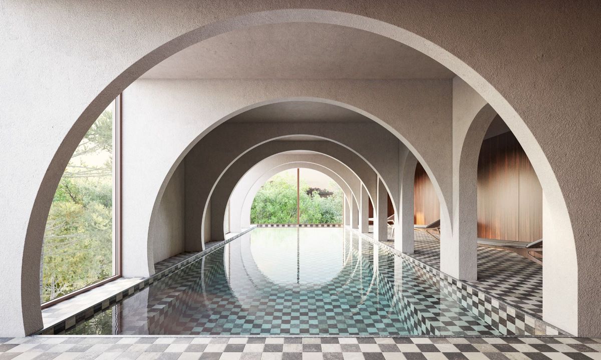 Piscina interna do Vive Le Vin, com vista privilegiada