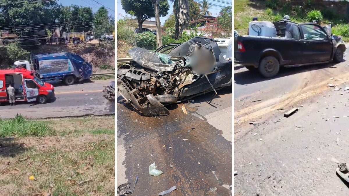 Motorista morre preso às ferragens após colisão frontal entre carro e caminhão na BR 259