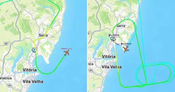 Duas aeronaves precisaram mudar rota por conta dos fortes ventos que atingem Vitória nesta segunda-feira (28) e pousarem em outros aeroportos