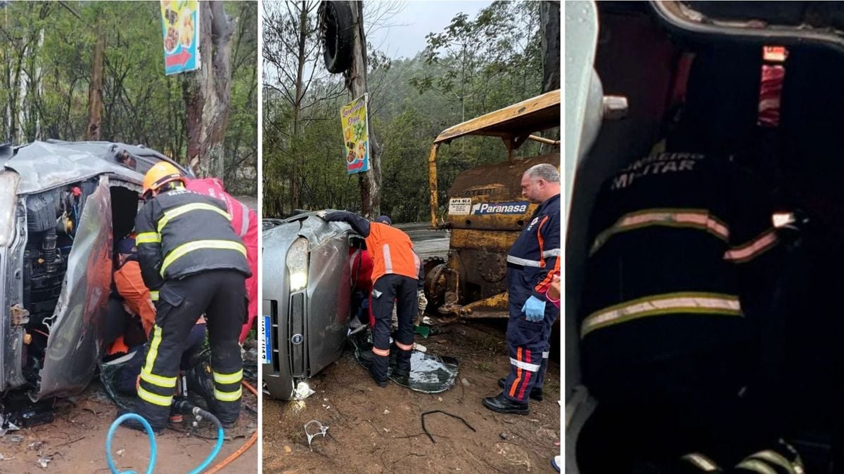 Motorista é resgatada após capotamento