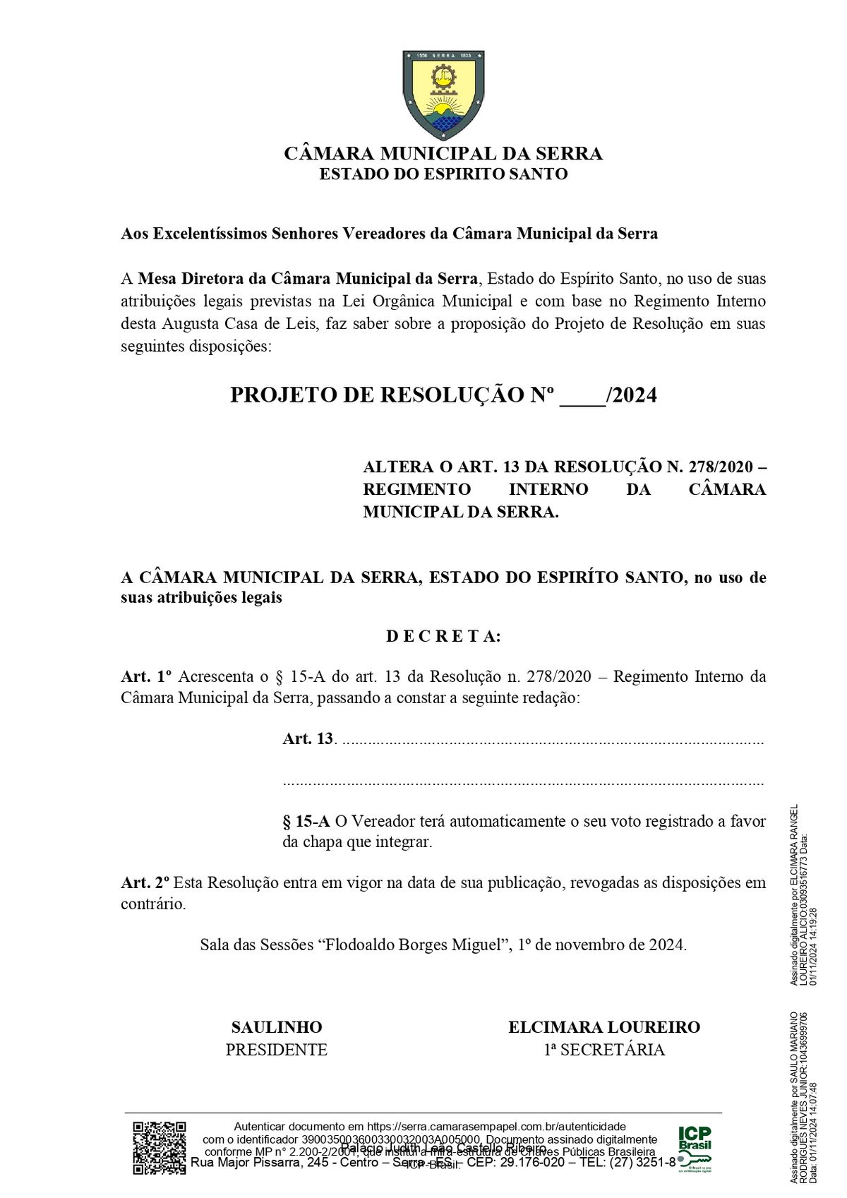  Projeto altera votação da Mesa Direto