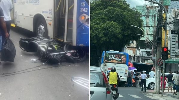 Segundo a PM, o motorista do ônibus seguia em direção à rua Siqueira Lima quando foi surpreendido por uma moto que colidiu no para-choque. O motociclista disse que não conseguiu frear a tempo