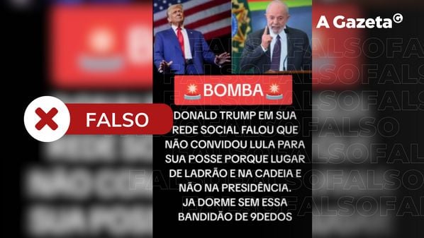 O presidente eleito dos Estados Unidos, Donald Trump, não postou que não convidou Lula (PT) para a posse em Washington, diferentemente do diz uma postagem