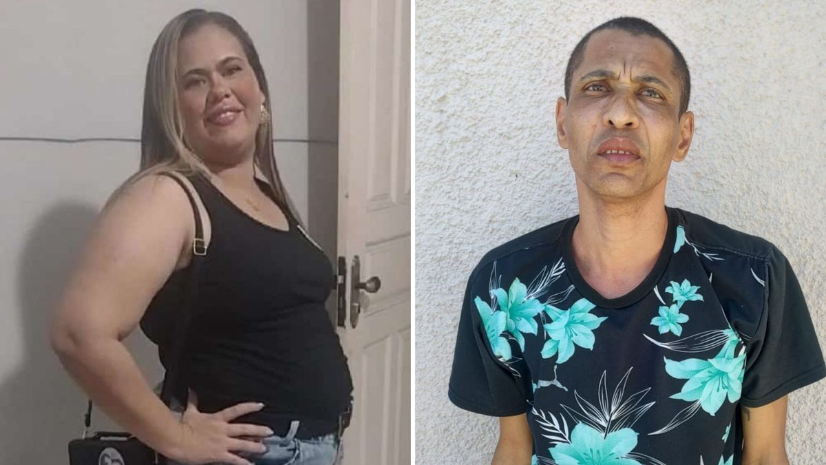Gislane Barros, de 29 anos, em sua última foto registrada no sábado (9); e Sérgio Ricardo Carvalhães dos Santos, de 41 anos, assassino confesso