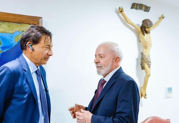 Lakshmi Mittal e Lula, em reunião no gabinete presidencial