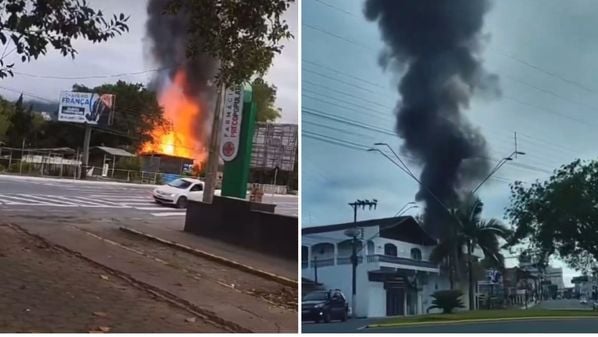 Incêndio aconteceu por volta das 7h e uma mulher ficou ferida; imagens publicadas nas redes sociais mostram as chamas