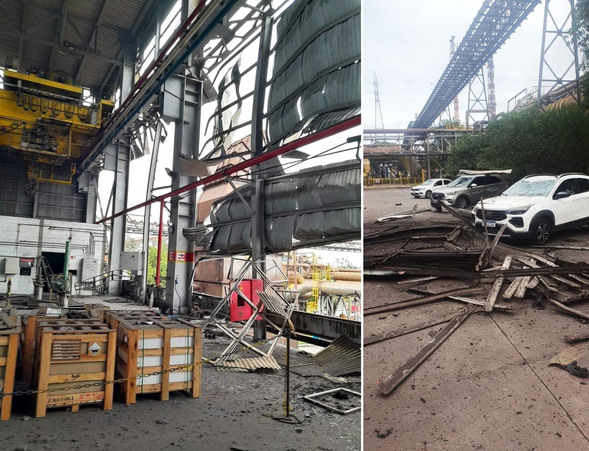 Parte de área danificada dentro da ArcelorMittal após explosão