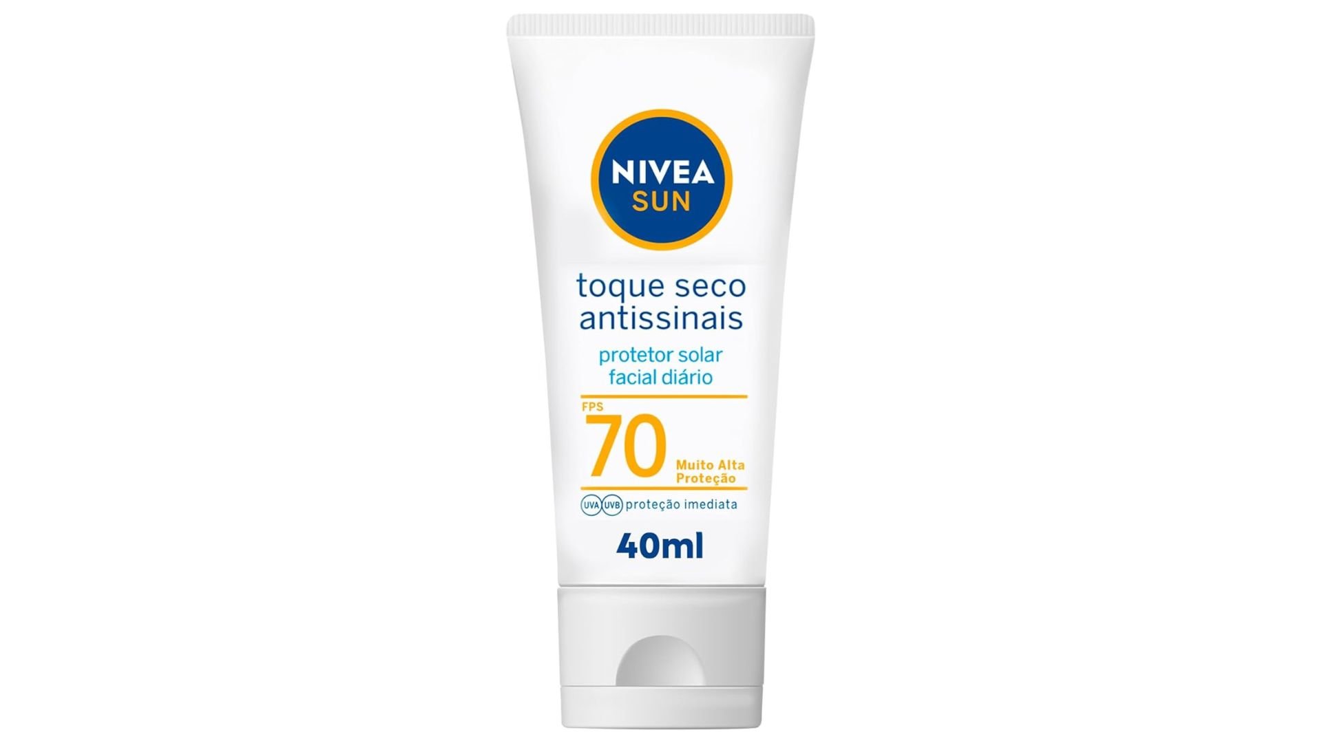 Protetor Solar Toque Seco Antissinais FPS 70, de Nivea Sun