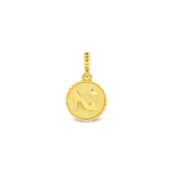 Pingente Life Princesas Medalha Sapato Cinderela em Prata 925 com Banho de Ouro Amarelo 18k