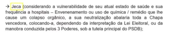 Trecho do plano punhal verde e amarelo, que previa matar o presidente Luiz Inácio Lula da Silva, chamado de 