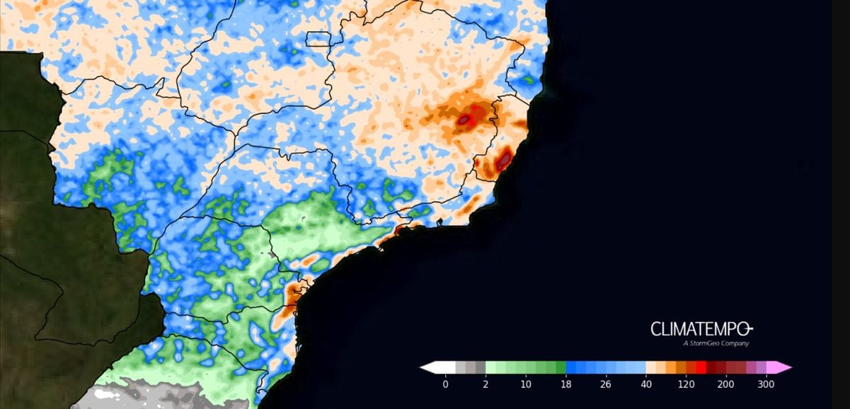 Acumulado de chuva prevista entre 21 e 25 de novembro