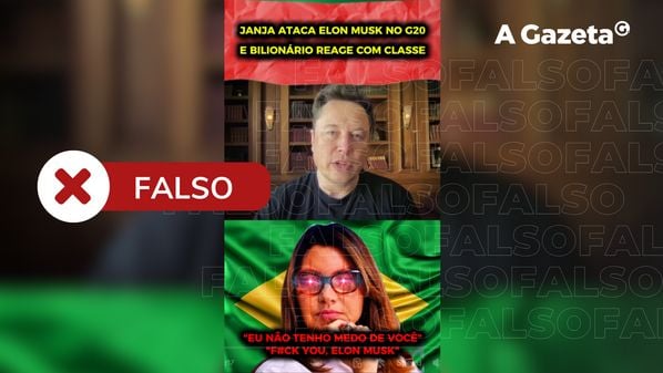 Vídeo com áudio de Elon Musk respondendo o xingamento da primeira-dama do Brasil, Rosângela da Silva, a Janja, é falso