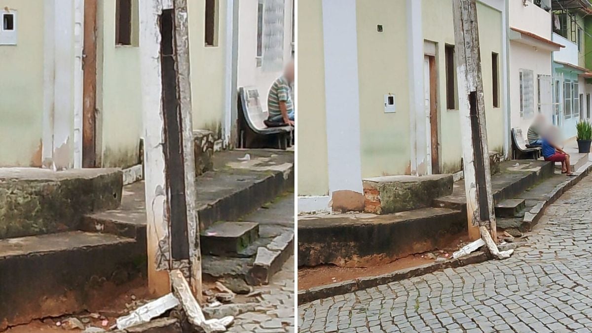 Imagens revelam fissura em poste deteriorado