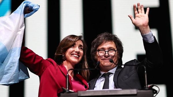 O presidente da Argentina, Javier Milei, e sua vice, Victoria Villaruel