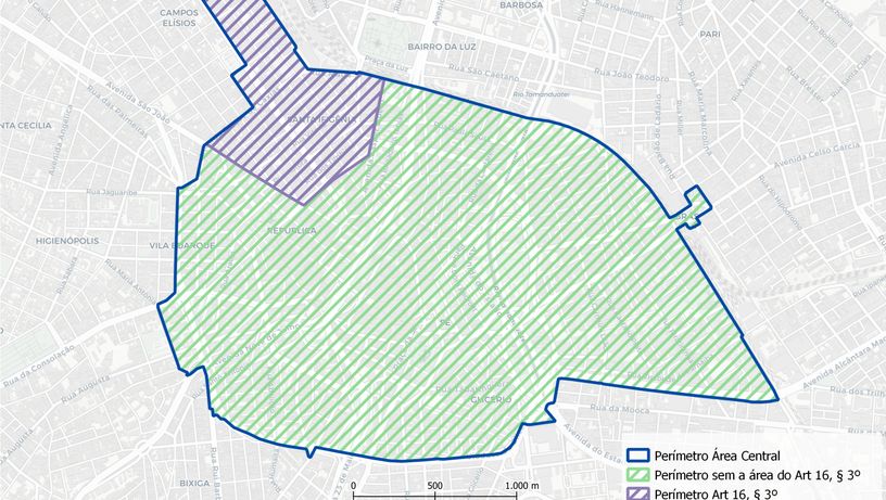 Perímetro da área contemplada pelo programa na capital paulista
