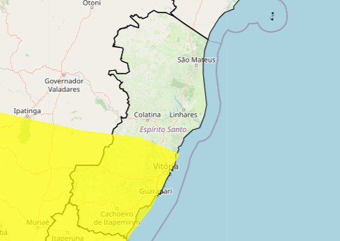 49 cidades do Espírito Santo estão sob alerta de chuva