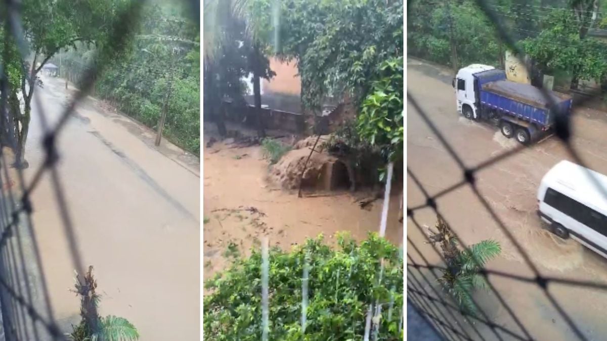 Capturas de tela mostram ruas alagadas após chuva em Colatina