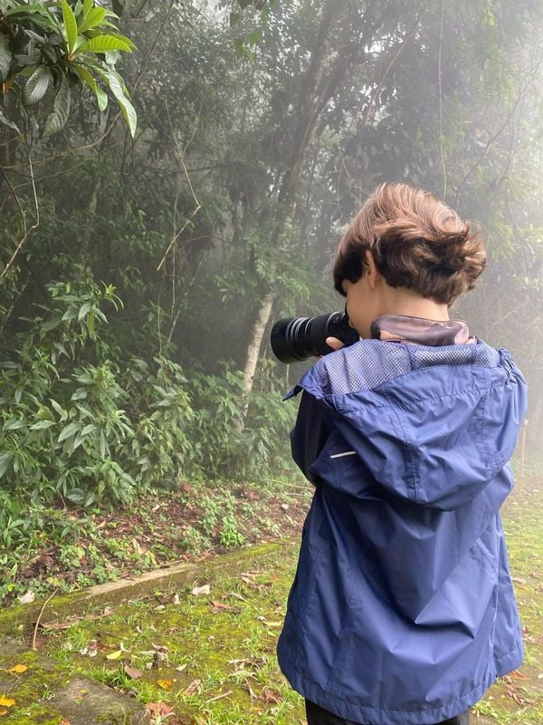 Vicente, que é observador de aves, participa de uma 