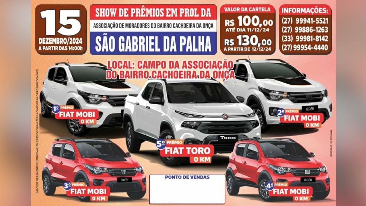 Justiça suspende bingo ilegal de carros e caminhonete em cidade do ES