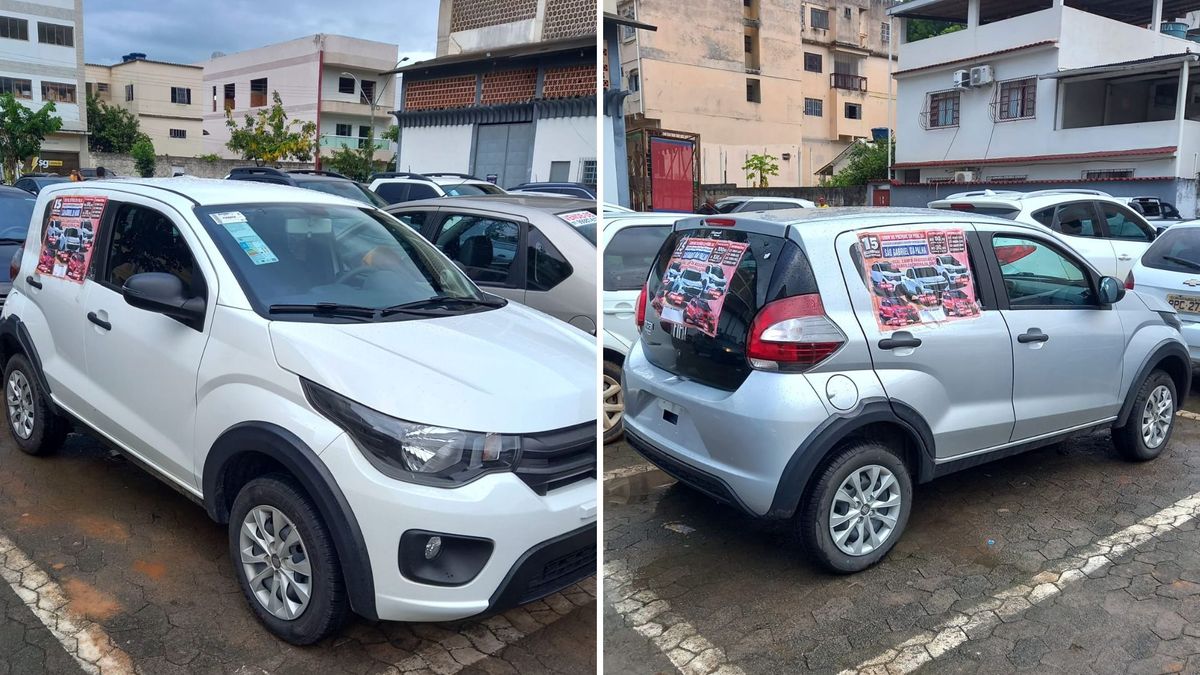 Carros de bingo já estavam expostos próximo ao Ginásio de Esportes, no Centro da cidade