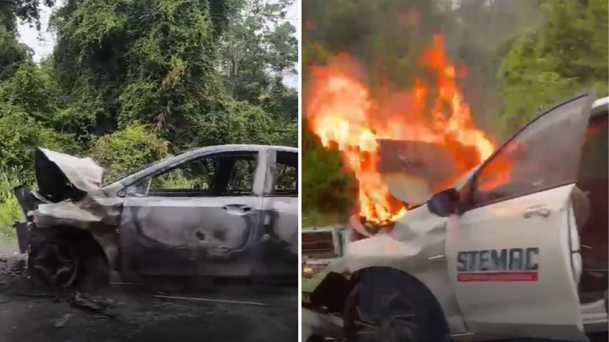 Carro pega fogo em grave acidente entre 3 veículos na ES 245 em Linhares