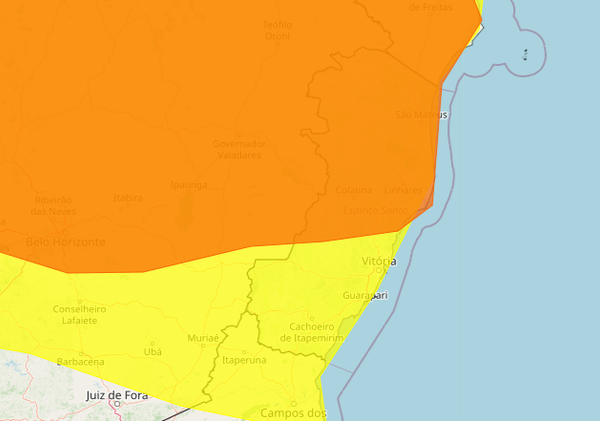 O Inmet renovou os alertas de chuva para todo o Espírito Santo