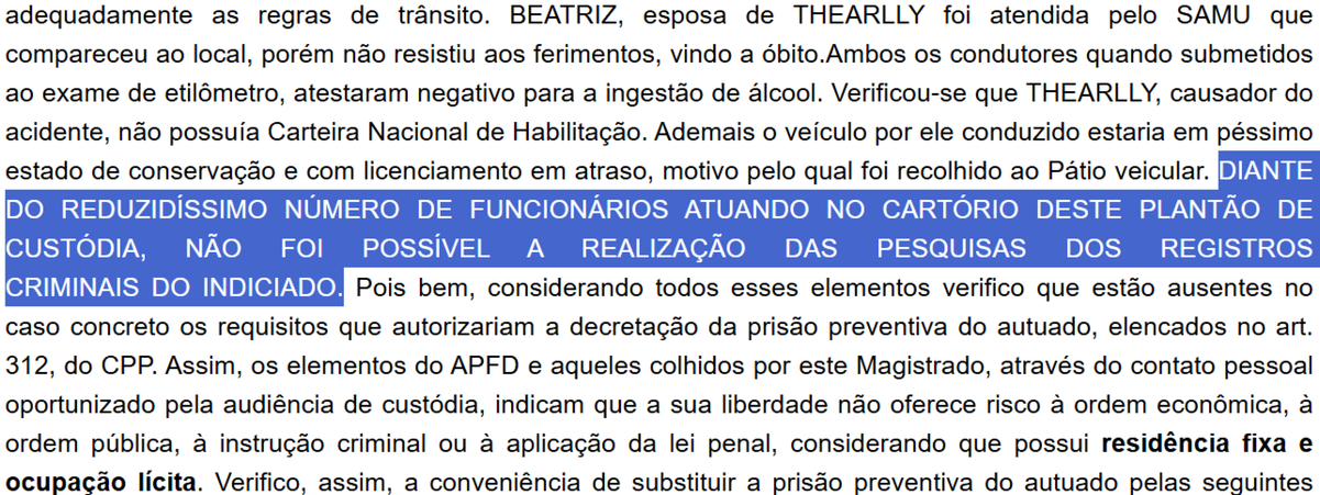 Decisão do juiz informa sobre 
